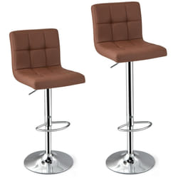 Set of 2 Bar Stool PU Leather Counter Height Chair 360 Swivel Adjustable Height