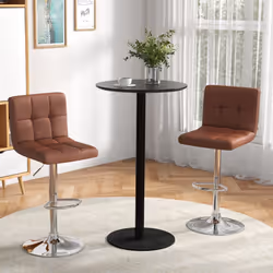 Set of 2 Bar Stool PU Leather Counter Height Chair 360 Swivel Adjustable Height