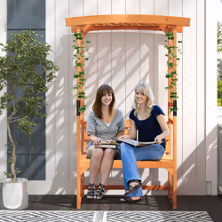 Patio Garden Arbor Garden Archway Wooden Outdoor Bench w/ Pergola