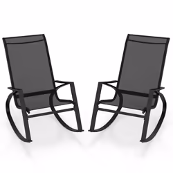 2 Pieces Patio Rocking Chairs Outdoor Sling Fabric Rockers w/ Backrest