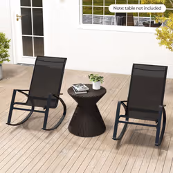 2 Pieces Patio Rocking Chairs Outdoor Sling Fabric Rockers w/ Backrest