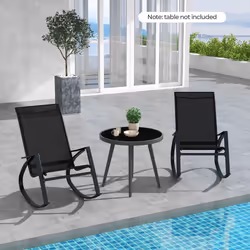2 Pieces Patio Rocking Chairs Outdoor Sling Fabric Rockers w/ Backrest