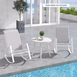 2 Pieces Patio Rocking Chairs Outdoor Sling Fabric Rockers w/ Backrest