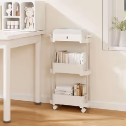 3-tier Rolling Utility Cart Multi-functional Storage Trolley w/ Cover