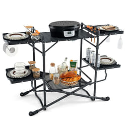 Camping Kitchen Table Folding Outdoor Cooking Station w/ 4 Side Tables