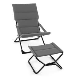 Patio Folding Sling Chair Outdoor Portable Lounge Chair with Footrest