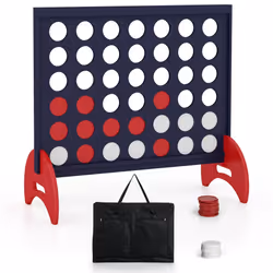 4-to-Score Game Wooden 4-in-a-row Game Set w/ 42 PCS Jumbo Rings
