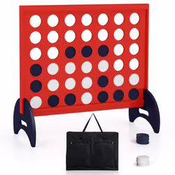 4-to-Score Game Wooden 4-in-a-row Game Set w/ 42 PCS Jumbo Rings