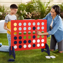 4-to-Score Game Wooden 4-in-a-row Game Set w/ 42 PCS Jumbo Rings