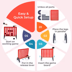 4-to-Score Game Wooden 4-in-a-row Game Set w/ 42 PCS Jumbo Rings