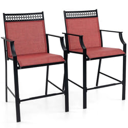 Outdoor Patio Chair Set of 2 Home Patio Counter Height Chairs w/Footrest