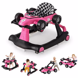 4-in-1 Baby Walker Foldable Activity Push Walker with Adjustable Height & Speed