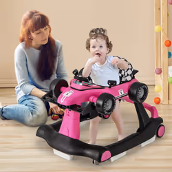 4-in-1 Baby Walker Foldable Activity Push Walker with Adjustable Height & Speed