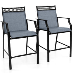 Outdoor Patio Chair Set of 2 Home Patio Counter Height Chairs w/Footrest
