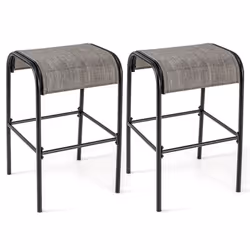 Patio Bar Stools Set of 2 76 cm Outdoor Metal Bar Height Bistro Stools