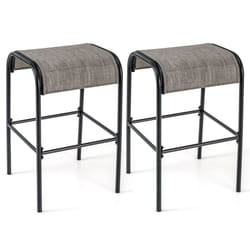 Patio Bar Stools Set of 2 76 cm Outdoor Metal Bar Height Bistro Stools