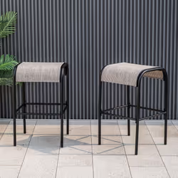 Patio Bar Stools Set of 2 76 cm Outdoor Metal Bar Height Bistro Stools