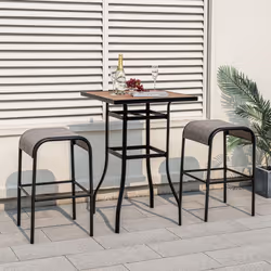Patio Bar Stools Set of 2 76 cm Outdoor Metal Bar Height Bistro Stools