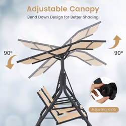 2 Person Outdoor Patio Swing Patio Loveseat Swing w/Adjustable Canopy