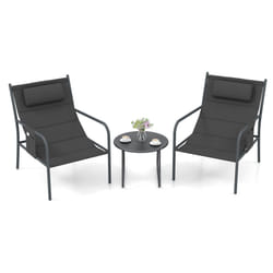 3 Piece Outdoor Bistro Set Patio Metal Chair & Coffee Table Set