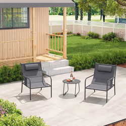 3 Piece Outdoor Bistro Set Patio Metal Chair & Coffee Table Set