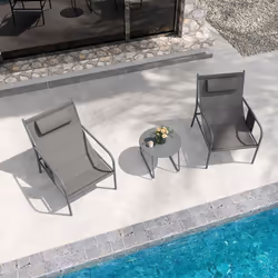 3 Piece Outdoor Bistro Set Patio Metal Chair & Coffee Table Set