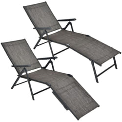 2Pcs Patio Foldable Chaise Lounge Chair Outdoor Portable Reclining Chair