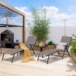 2Pcs Patio Foldable Chaise Lounge Chair Outdoor Portable Reclining Chair