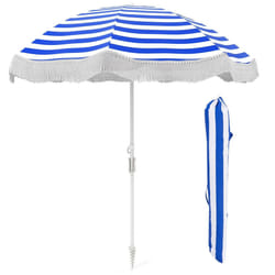 180 cm Outdoor Fringe Patio Umbrella Portable Sunshade Umbrella w/Bag