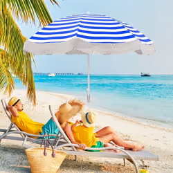 180 cm Outdoor Fringe Patio Umbrella Portable Sunshade Umbrella w/Bag