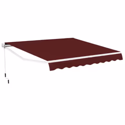 3.6x3m Patio Awning Manual Garden Canopy Sun Shade Retractable Shelter-Wine