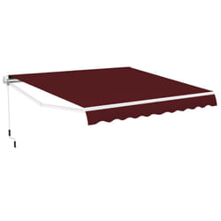 3.6x3m Patio Awning Manual Garden Canopy Sun Shade Retractable Shelter-Wine