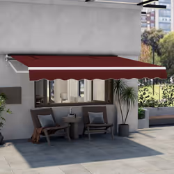 3.6x3m Patio Awning Manual Garden Canopy Sun Shade Retractable Shelter-Wine