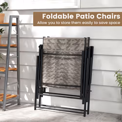 Set of 2 Patio Folding Chairs Outdoor Wicker Dining Chairs with Armrests