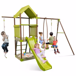 7-in-1 Swing Set Outdoor Metal Playset Kids Backyard Playground w/Slide
