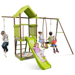 7-in-1 Swing Set Outdoor Metal Playset Kids Backyard Playground w/Slide