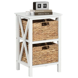 2-Tier Nightstand Sofa Side Table X-Shaped Frames 2-Drawer End Table