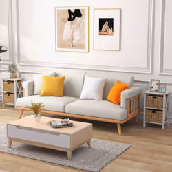 2-Tier Nightstand Sofa Side Table X-Shaped Frames 2-Drawer End Table