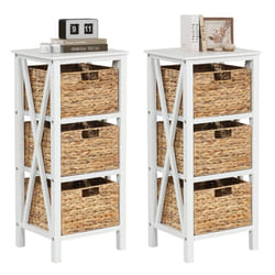 Set of 2 Nightstand 3-Tier Sofa Side Table 3-Drawer End Table
