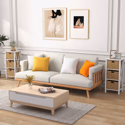 Set of 2 Nightstand 3-Tier Sofa Side Table 3-Drawer End Table