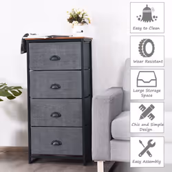 Chest of Drawers with 4 Drawers Home Metal Frame Storage Organizer Unit