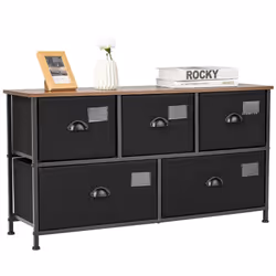 5-Drawer Storage Dresser Wide Storage Organizer Unit w/ Fabric Bins