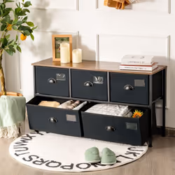 5-Drawer Storage Dresser Wide Storage Organizer Unit w/ Fabric Bins
