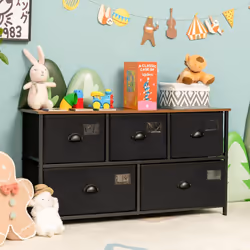 5-Drawer Storage Dresser Wide Storage Organizer Unit w/ Fabric Bins