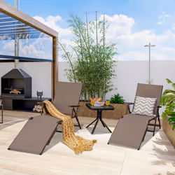 2Pcs Patio Foldable Chaise Lounge Chair Outdoor Portable Reclining Chair