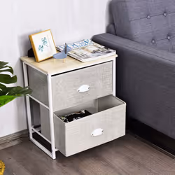 Chest of Drawers with 2 Drawers Home Storage Organizer Unit-White