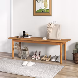 Indoor Solid Wood Dining Bench Entryway Bench w/ Rubber Wood Legs