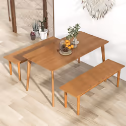 Indoor Solid Wood Dining Bench Entryway Bench w/ Rubber Wood Legs