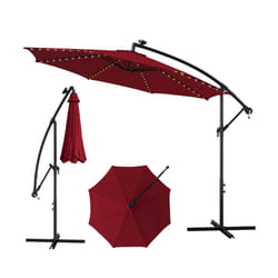 303 cm Patio Solar-Lighted 112 LED Cantilever Offset Umbrella W/ Crank Tilt
