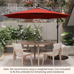 303 cm Patio Solar-Lighted 112 LED Cantilever Offset Umbrella W/ Crank Tilt